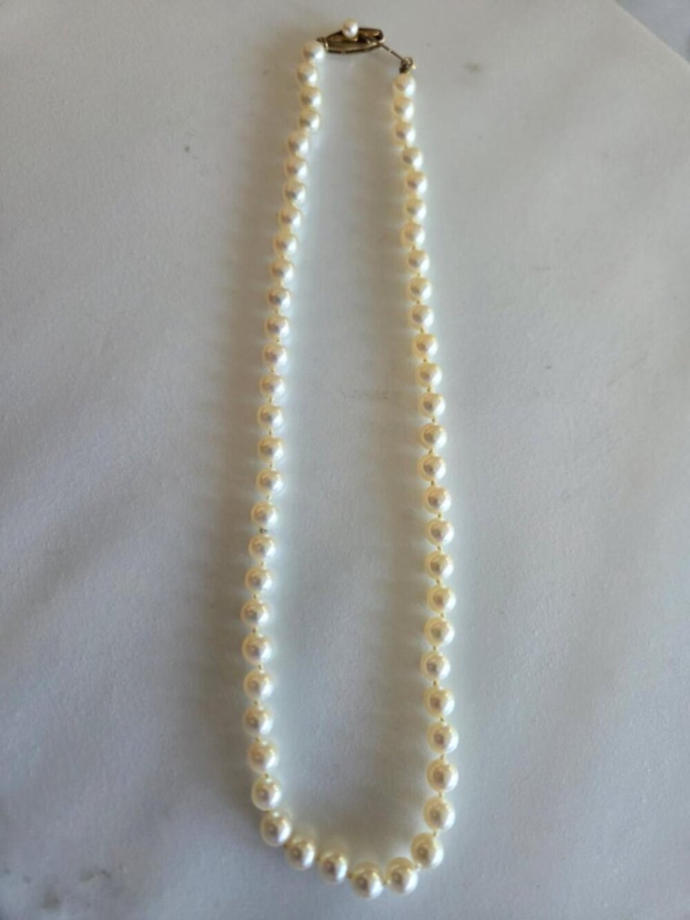 Vintage Cultured Pearl Strand Necklace Gold Tone Filigree Clasp Single Strand